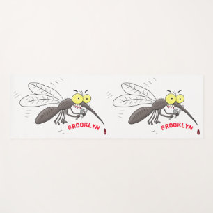 Funny mosquito insect cartoon illustration yoga mat