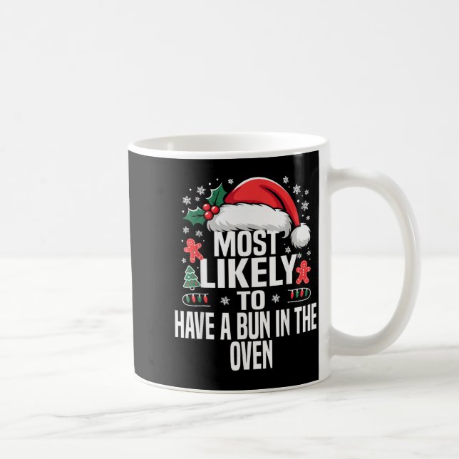 Funny Most Likely To Christmas Family Pajama Match Coffee Mug (Right)