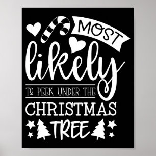 Funny Most Likely To Peek Under Christmas Tree Poster