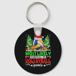 Funny Most Likely To Watch All The Volleyball Game Key Ring