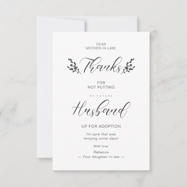 Funny Mother-in-law Quote Botanical Handwriting (Front)