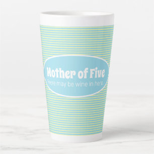 Funny Mother of Big Family Pastel Stripe Custom  Latte Mug