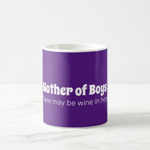 Funny Mother of Boys Bright Purple Coffee Mug