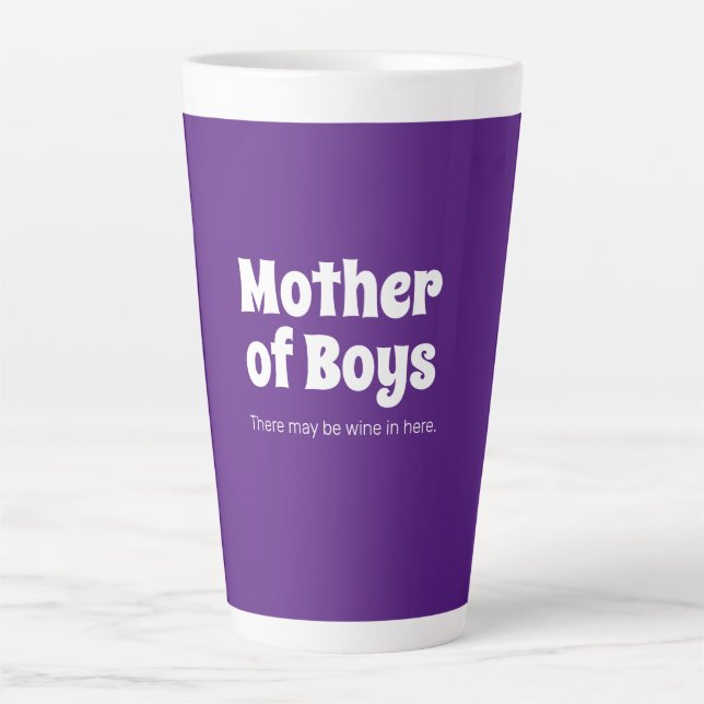 Funny Mother of Boys Bright Purple  Latte Mug (Front)