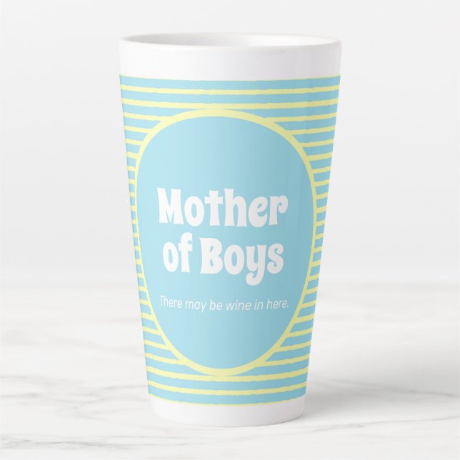 Funny Mother of Boys Pastel Stripes  Latte Mug (Front)