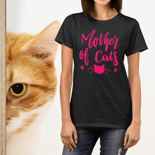 Funny Mother of Cats Pink Wording T-Shirt