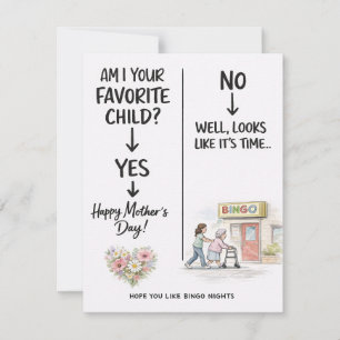 Funny Mothers Day Favourite Child Sarcastic Gift Card