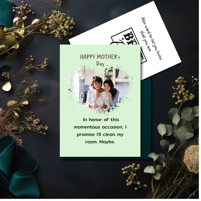 Funny Mother's day From Daughter Heart photo Holiday Card (Creator Uploaded)