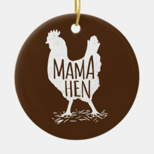 Funny Mother's Day Mama Hen Chicken Gift Mum Farm Ceramic Tree Decoration