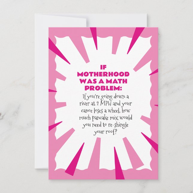 Funny Mother's Day Math Problem Card (Front)