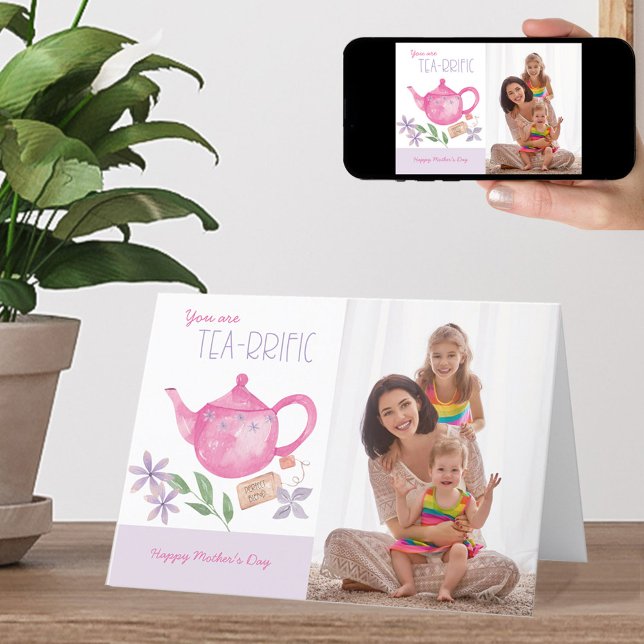 Funny Mother's Day Photo Tea-rrific Teapot Holiday Card (Creator Uploaded)