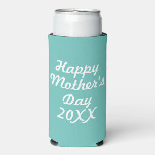 Funny Mother's Day - Teal and White - Seltzer Can Cooler
