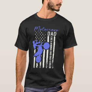 Funny Motocross Dad American Us Flag Cooler Dirt B T-Shirt