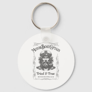 Funny motor boat captain pontoon lake boating key ring