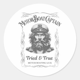 Funny Motor Boat Captain Pontoon Lake Boating Moto Classic Round Sticker