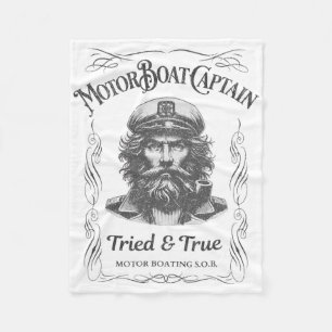 Funny Motor Boat Captain Pontoon Lake Boating Moto Fleece Blanket