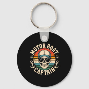 Funny motor boat captain skeleton lake life graphi key ring