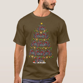Funny Motorbike Xmas Lighting Santa Motorbike Chri T-Shirt