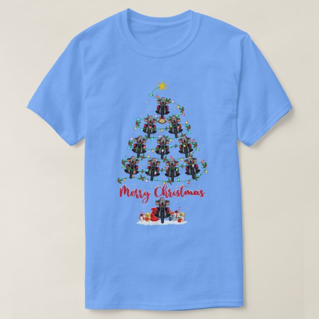Funny Motorbike Xmas Matching Santa Motorbike Chri T-Shirt (Design Front)