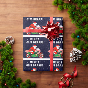 Funny Motorcycle Biker Holiday Gift Wrapping Paper