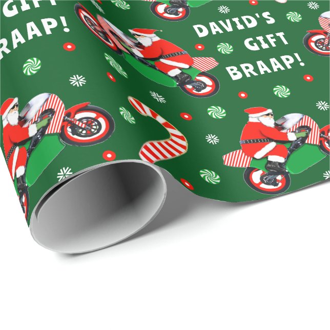 Funny Motorcycle Motocross Holiday Gift Wrapping Paper (Roll Corner)