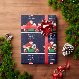 Funny Motorcycle Motocross Holiday Gift Wrapping Paper