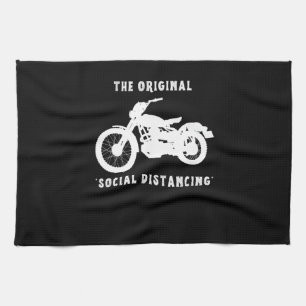 Funny Motorcycle Original Social Distancing Tea Towel