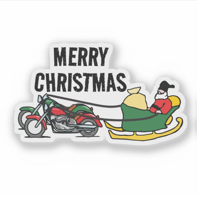 Funny Motorcycles Pulling Santa Sleigh Christmas (Front)