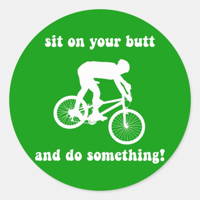 Funny mountain biking classic round sticker (Front)