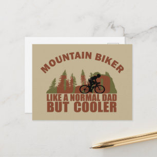 Funny Mountain Biking Dad Holiday Postcard