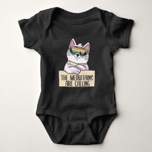 Funny Mountain Snowboarding Skiing Gift Cat Lover Baby Bodysuit