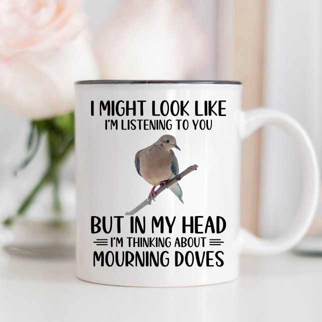 Funny Mourning Dove Lover Woodpecker, Ivory Billed Two-Tone Coffee Mug (Creator Uploaded)