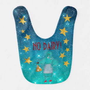 Funny Mouse Diary Allergy Stars Stripes Gold Baby Bib