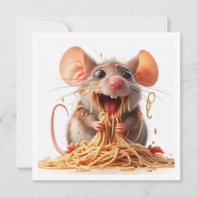 Funny Mouse Dinner invitation, Mouse Birthday Invitation (Front)