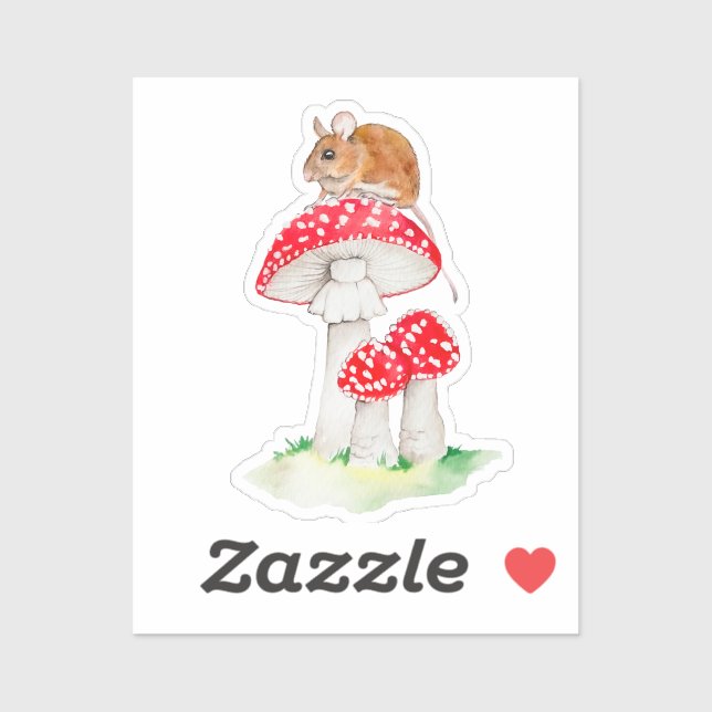 Funny mouse on a fly agaric, watercolor (Sheet)