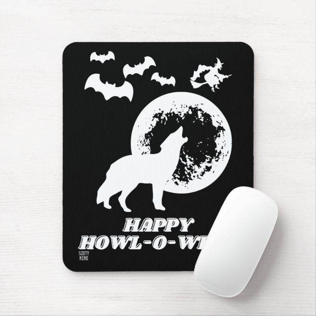 funny mouse pad  "HAPPY HOWL-O-WEEN 2" (With Mouse)
