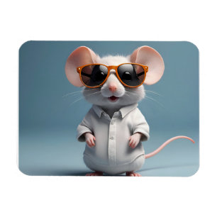 Funny mouse with glasses magnet