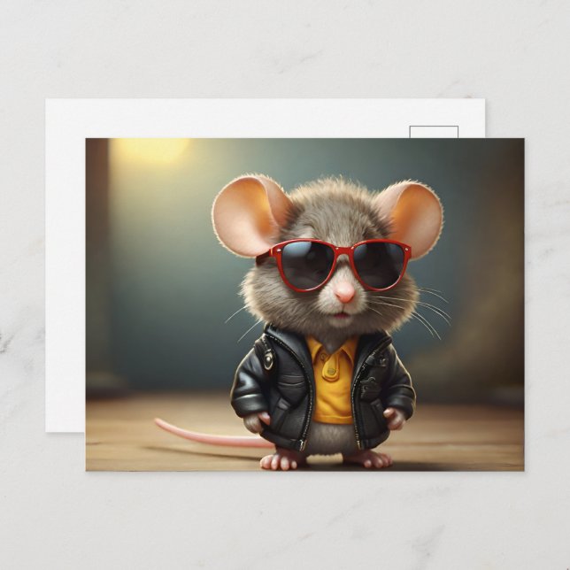 Funny mouse with glasses postcard (Front/Back)