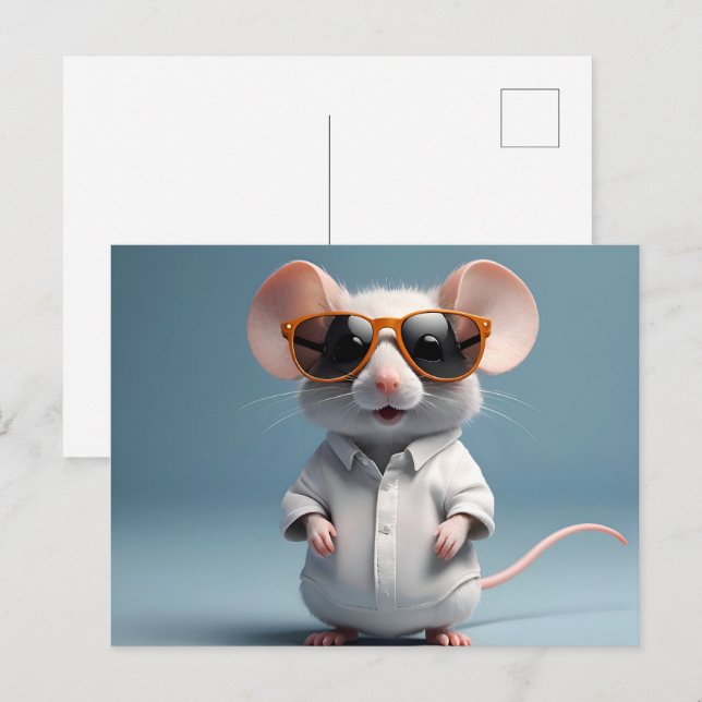 Funny mouse with glasses postcard (Front/Back)