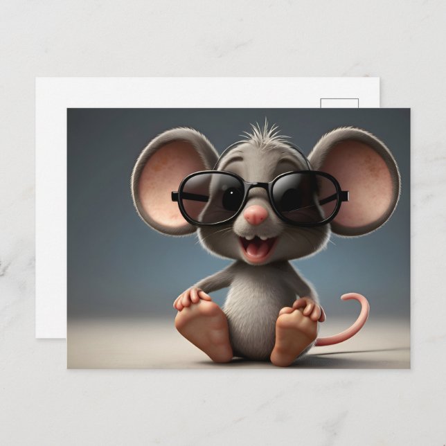 Funny mouse with glasses postcard (Front/Back)