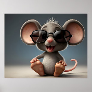Funny mouse with glasses poster