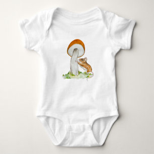 Funny mouse with wild mushroom baby bodysuit