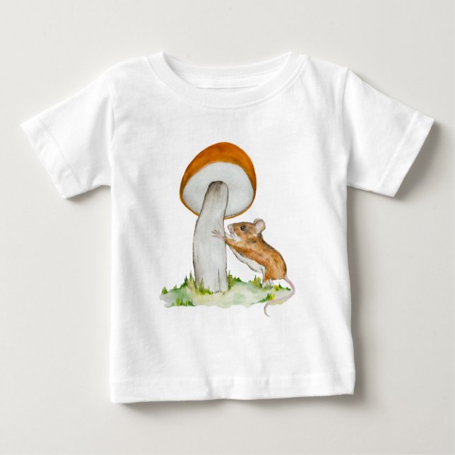 Funny mouse with wild mushroom baby T-Shirt (Front)