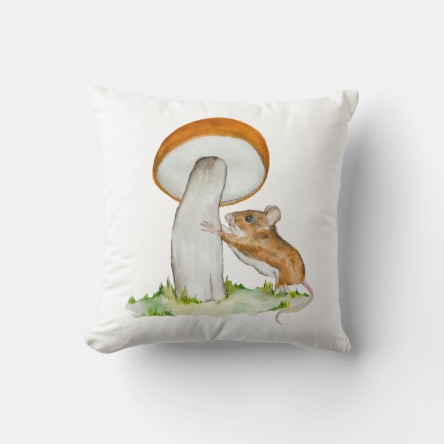 Funny mouse with wild mushroom cushion (Front)