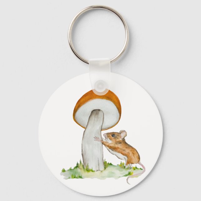 Funny mouse with wild mushroom key ring (Front)