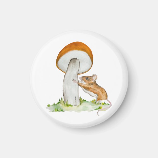 Funny mouse with wild mushroom magnet (Front)
