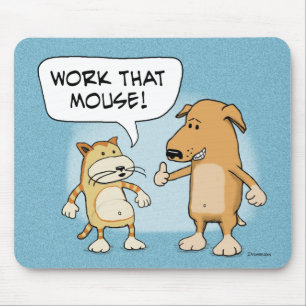 Funny mousepad: Cartoon Cat and Dog Mouse Pad