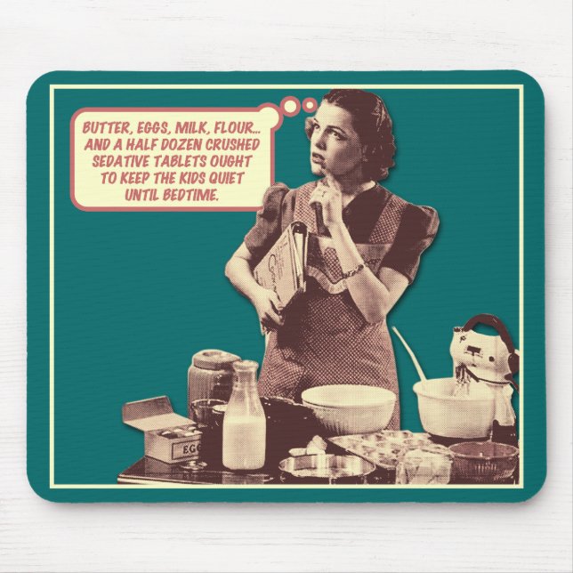 Funny Mousepad - Retro Housewife Sleepytime Cake (Front)