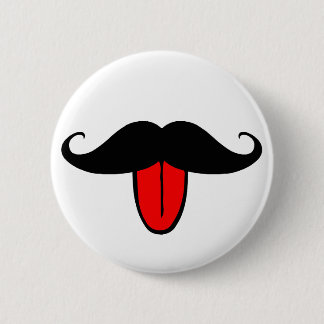 Funny moustache 6 cm round badge