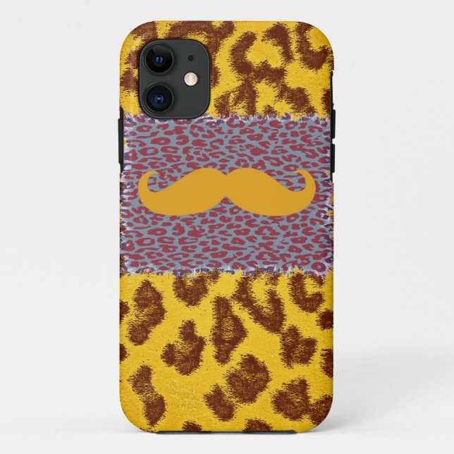 Funny Moustache and Leopard Print Case-Mate iPhone Case (Back)